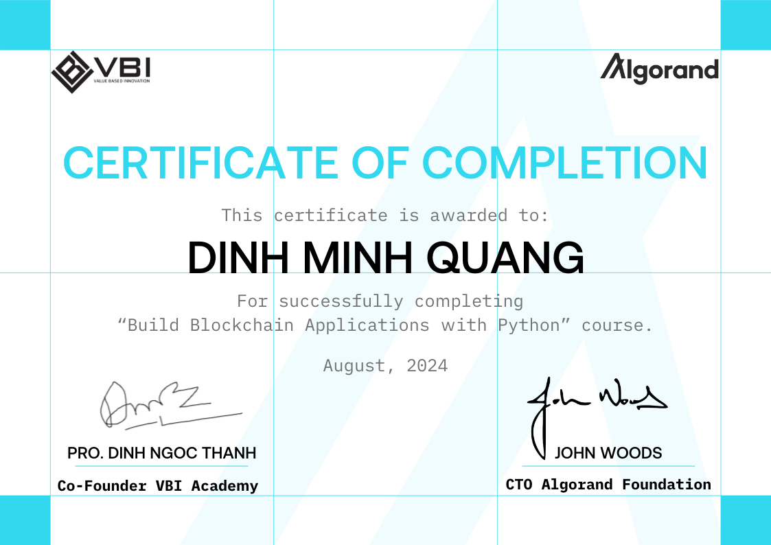 Certificate of Completion